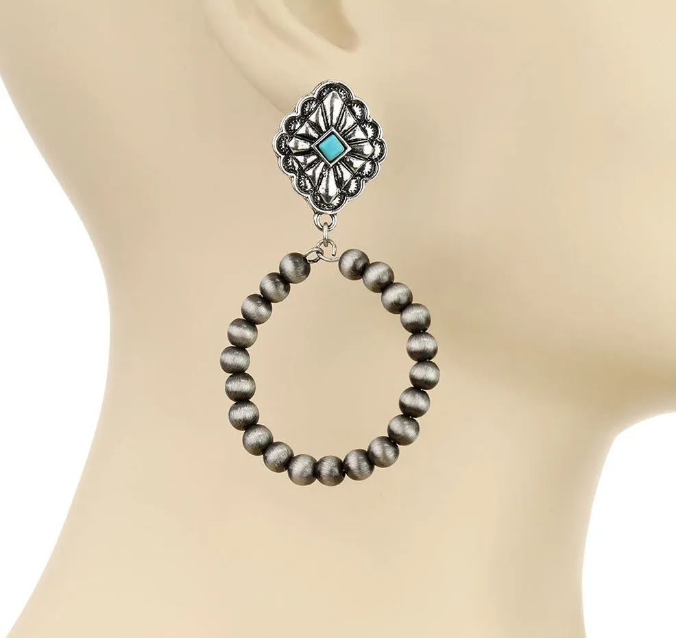 Sandman Fashion Concho Post Navajo Hoop Earrings - 3"