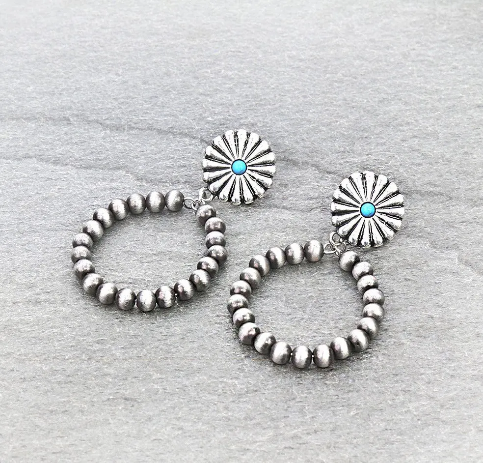 Sandman Fashion Concho Post Navajo Hoop Earrings - 3"