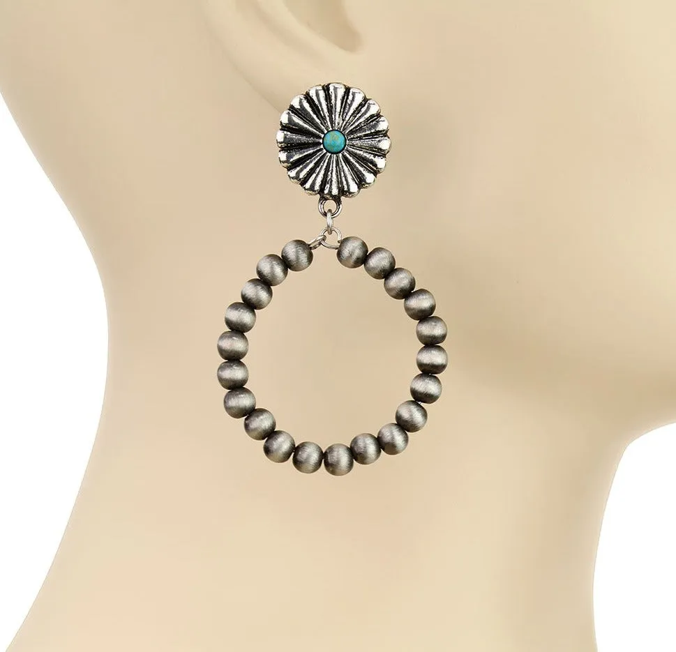 Sandman Fashion Concho Post Navajo Hoop Earrings - 3"