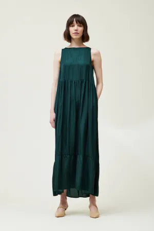 SATIN TIERED MAXI DRESS SLEEVELESS