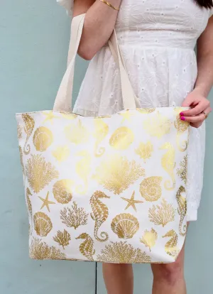 Sea Life Foil Tote Bag