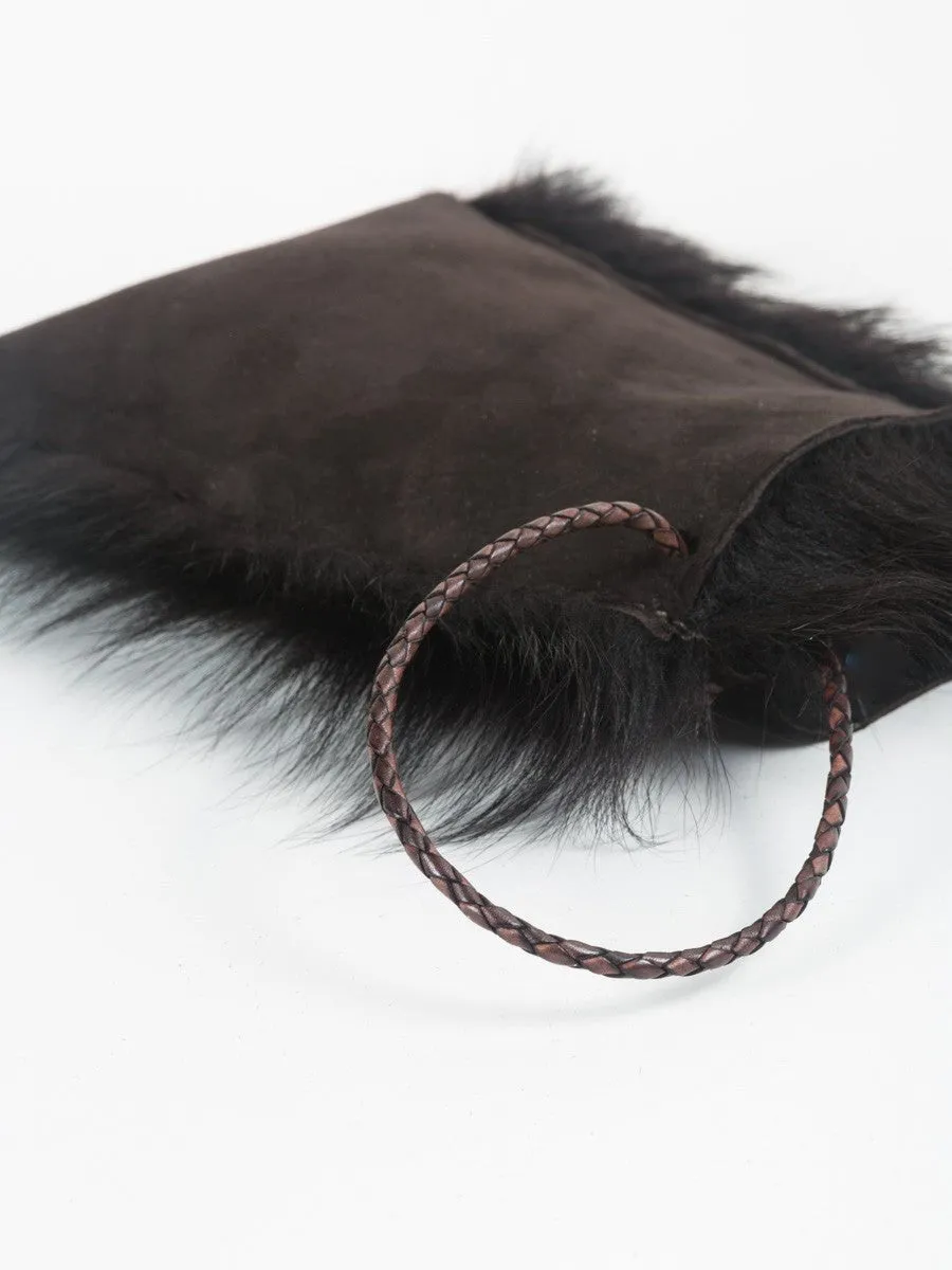 shearling cell pouch – brown