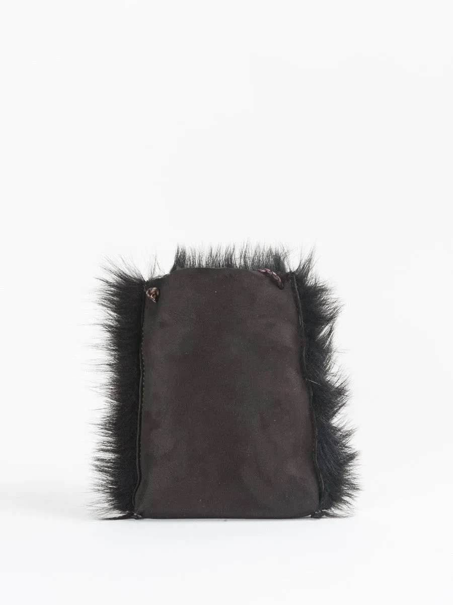 shearling cell pouch – brown