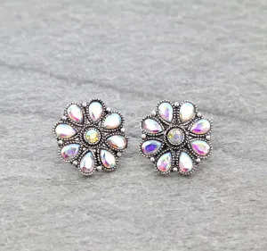 Sheila .8" Fashion Flower Stud Earring - Crystal