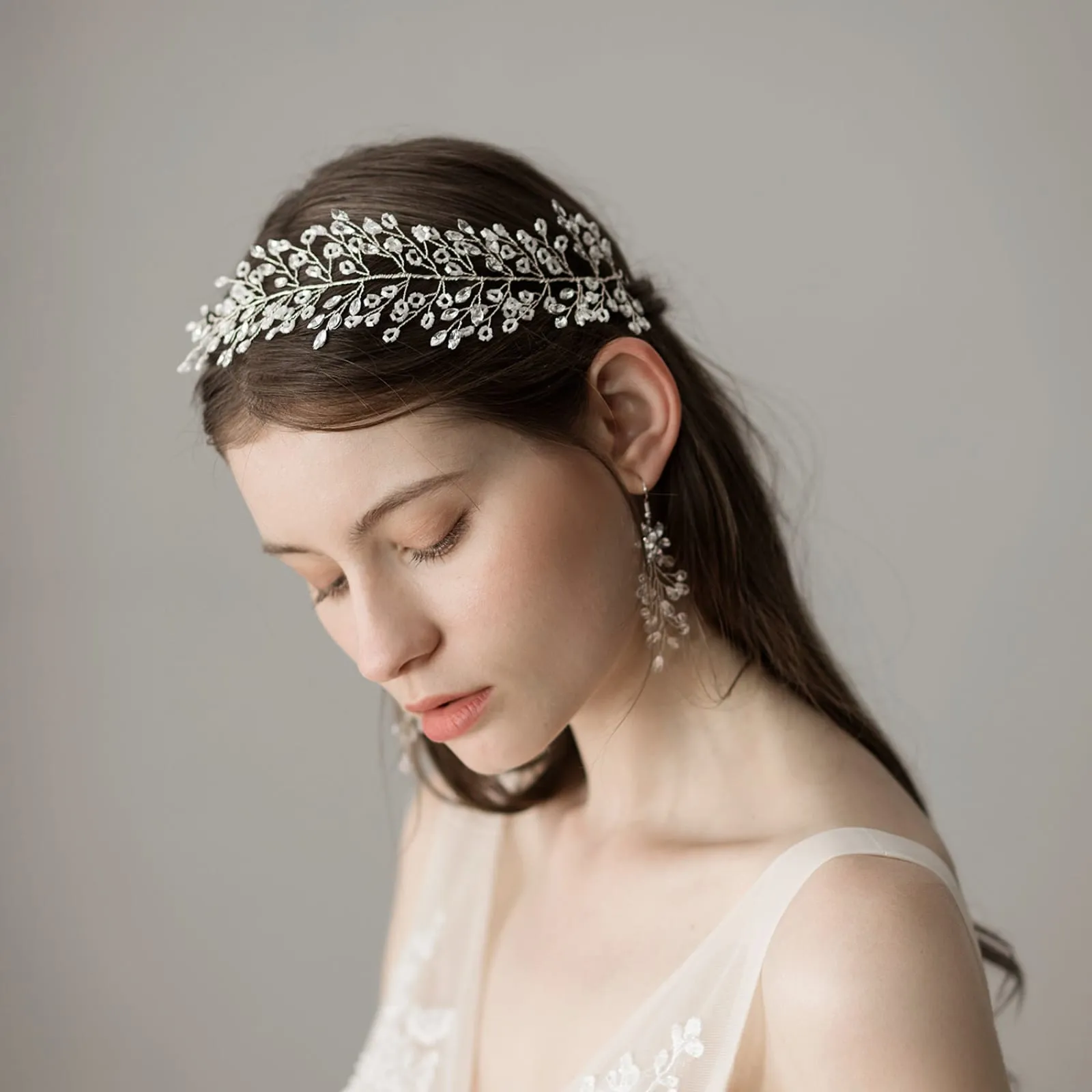 Silver Crystal Wedding Hair Headband Elegant Women Bridal Exquisite Rhinestones