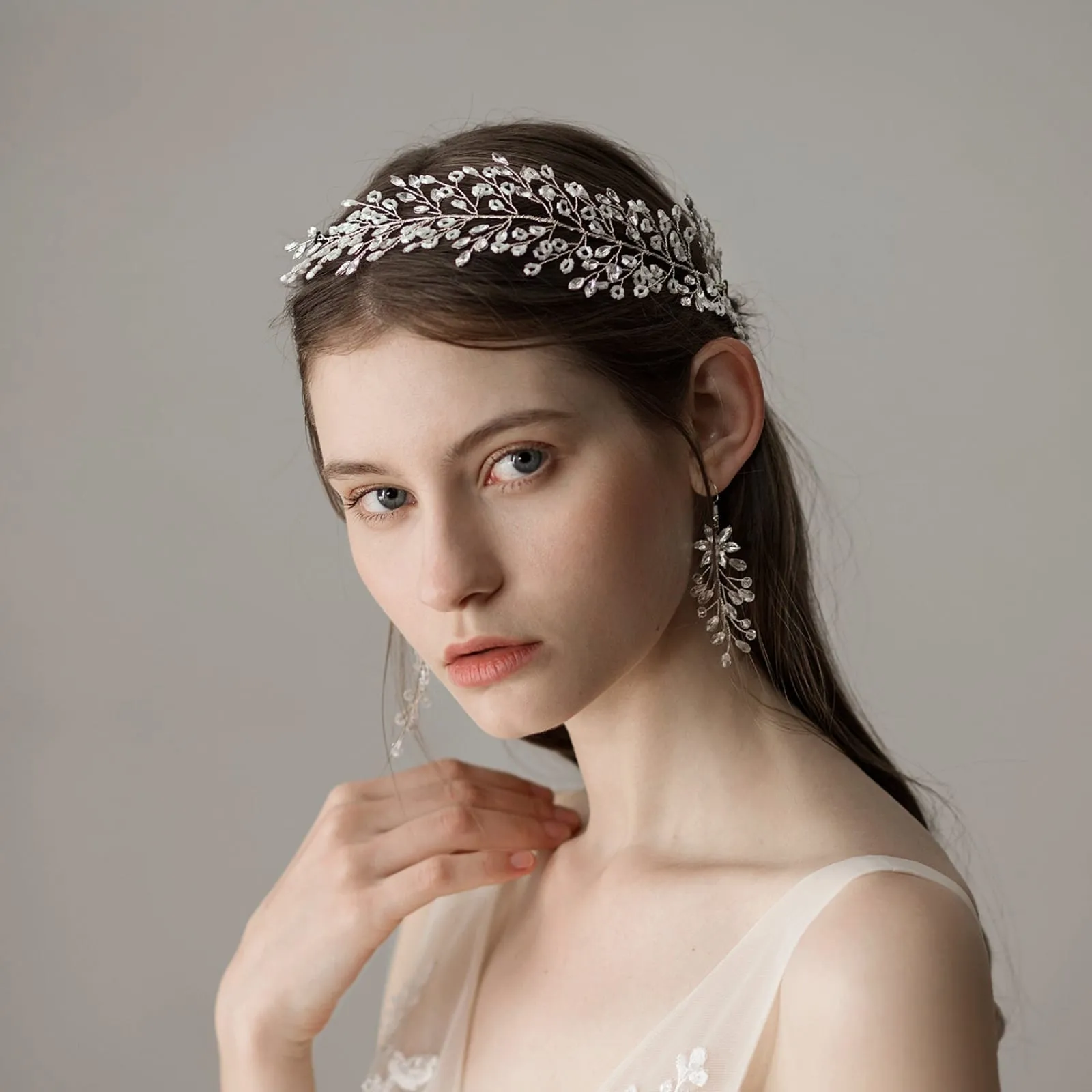 Silver Crystal Wedding Hair Headband Elegant Women Bridal Exquisite Rhinestones