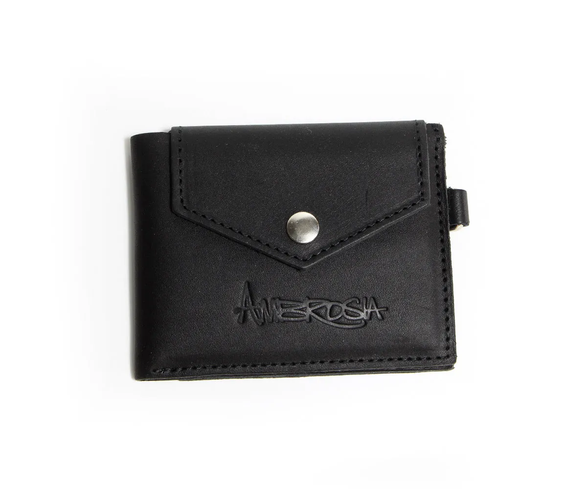 Simple Genuine Leather Black Mini Wallet