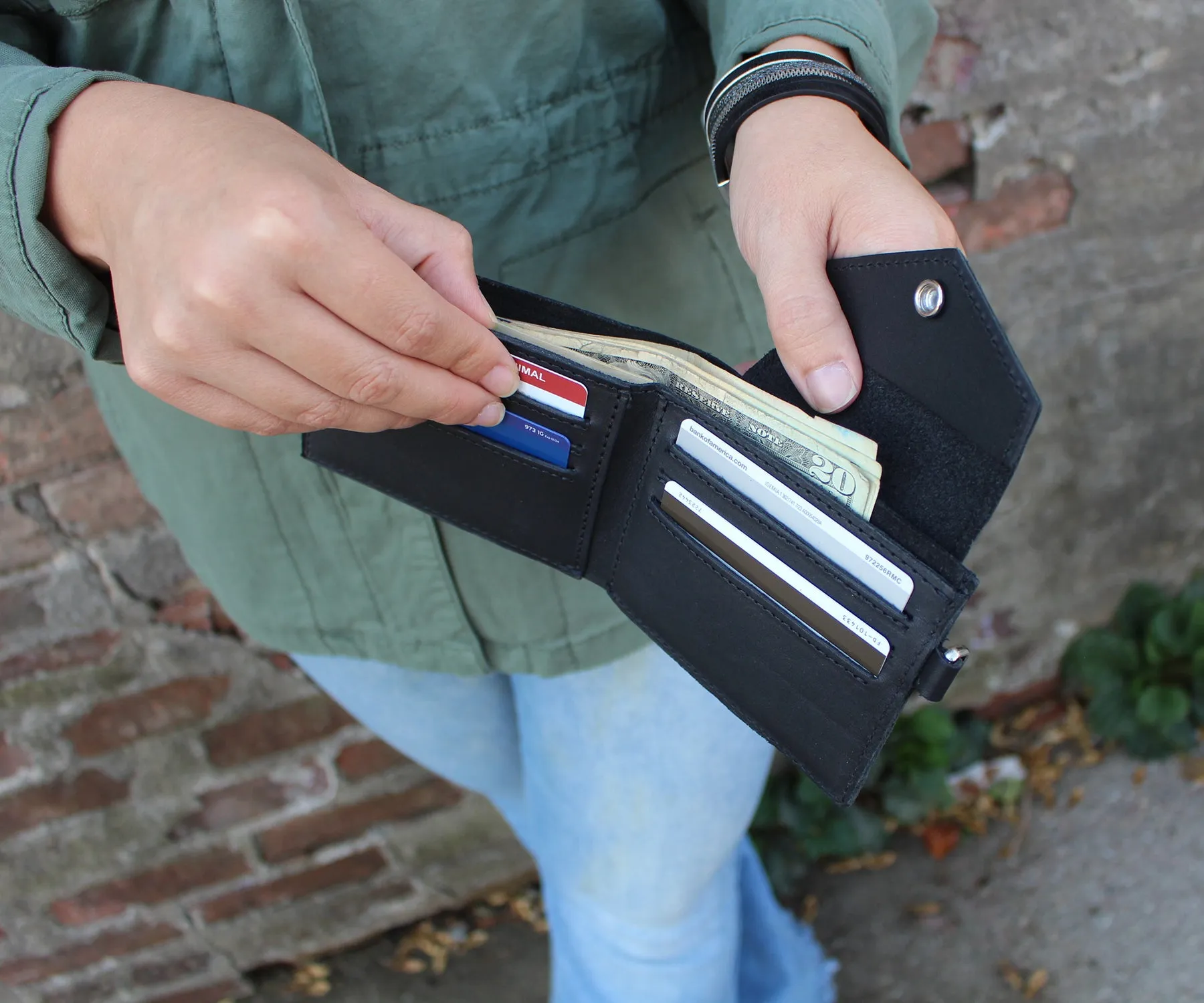 Simple Genuine Leather Black Mini Wallet