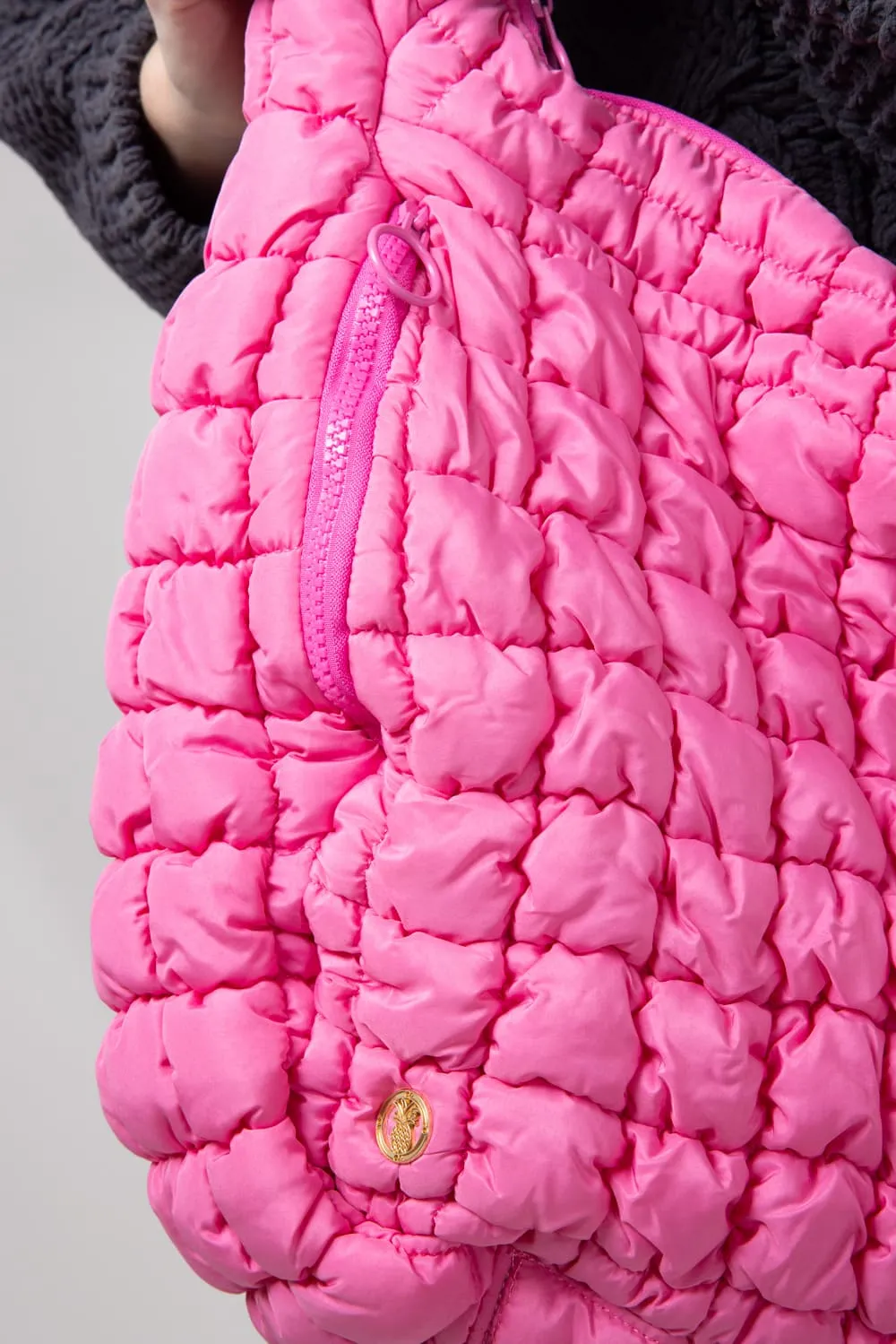 Simply Southern Quilted Puffer Hobo Bag for Women in Pink | 0224-BAG-PUFF-HOBO-PINK