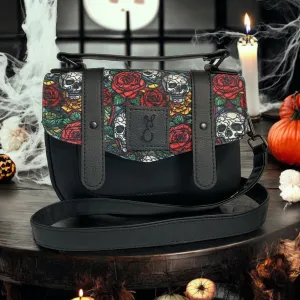 Skull and Roses Memento Mori Satchel Bag