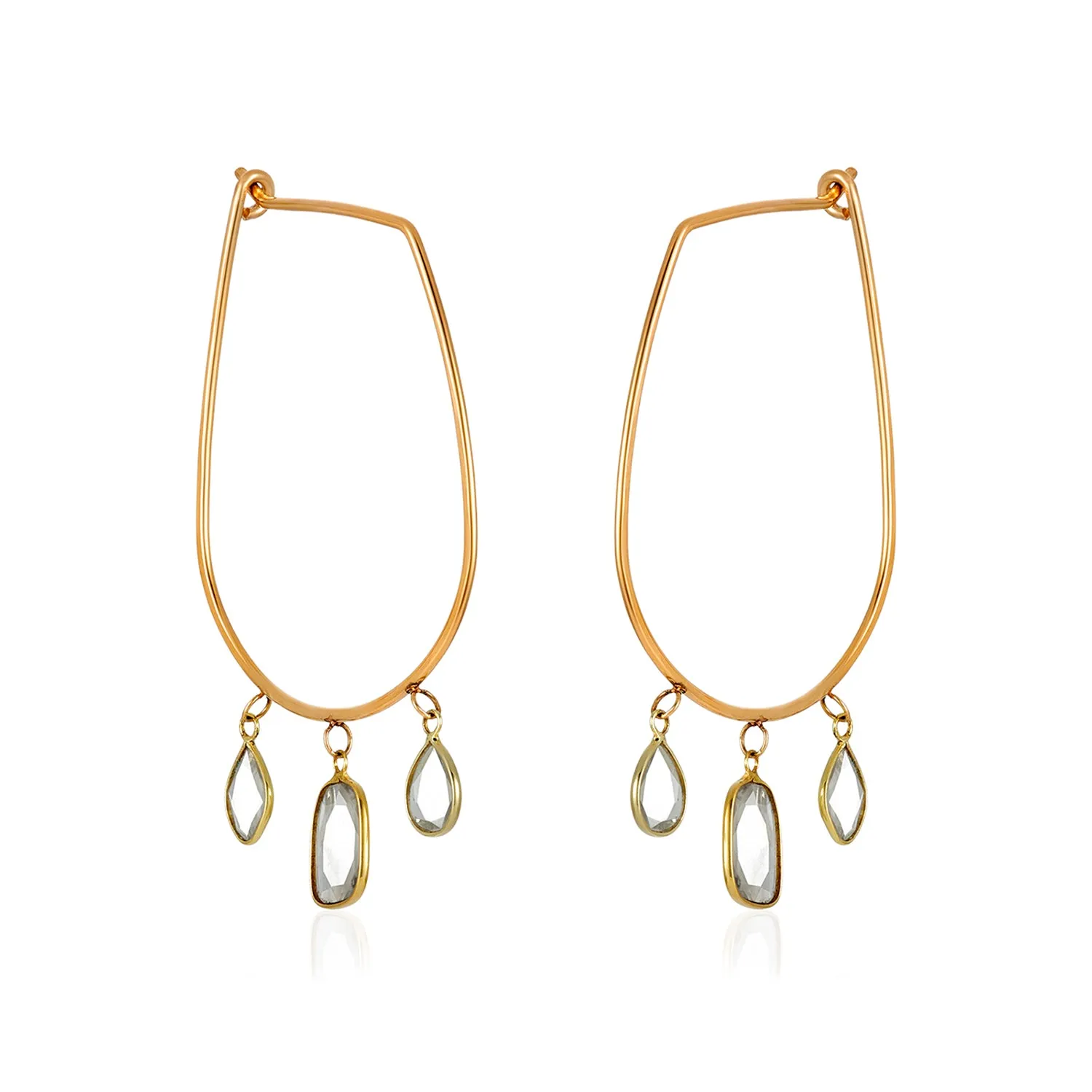 Slice Moissanite Dangle Hoops Earrings