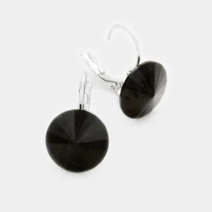 Small Black Genuine Austrian Crystal Drop Earrings | 0.6" x 0.8" | 342783