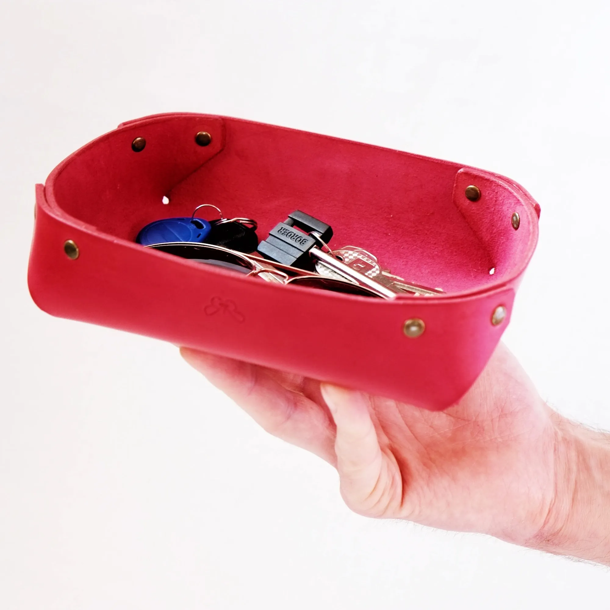 SMALL LEATHER VALET TRAY / OLD