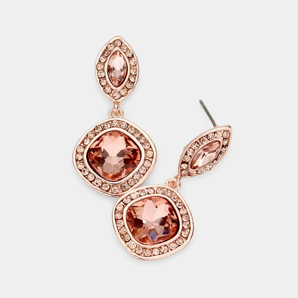 Small Peach Dangle Pageant Earrings  | Interview Earrings | 525344