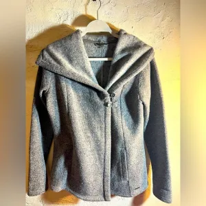 Smartwool Gray Wool Blend Sweater Jacket grey w/ shawl collar, quality&amp; warmth.