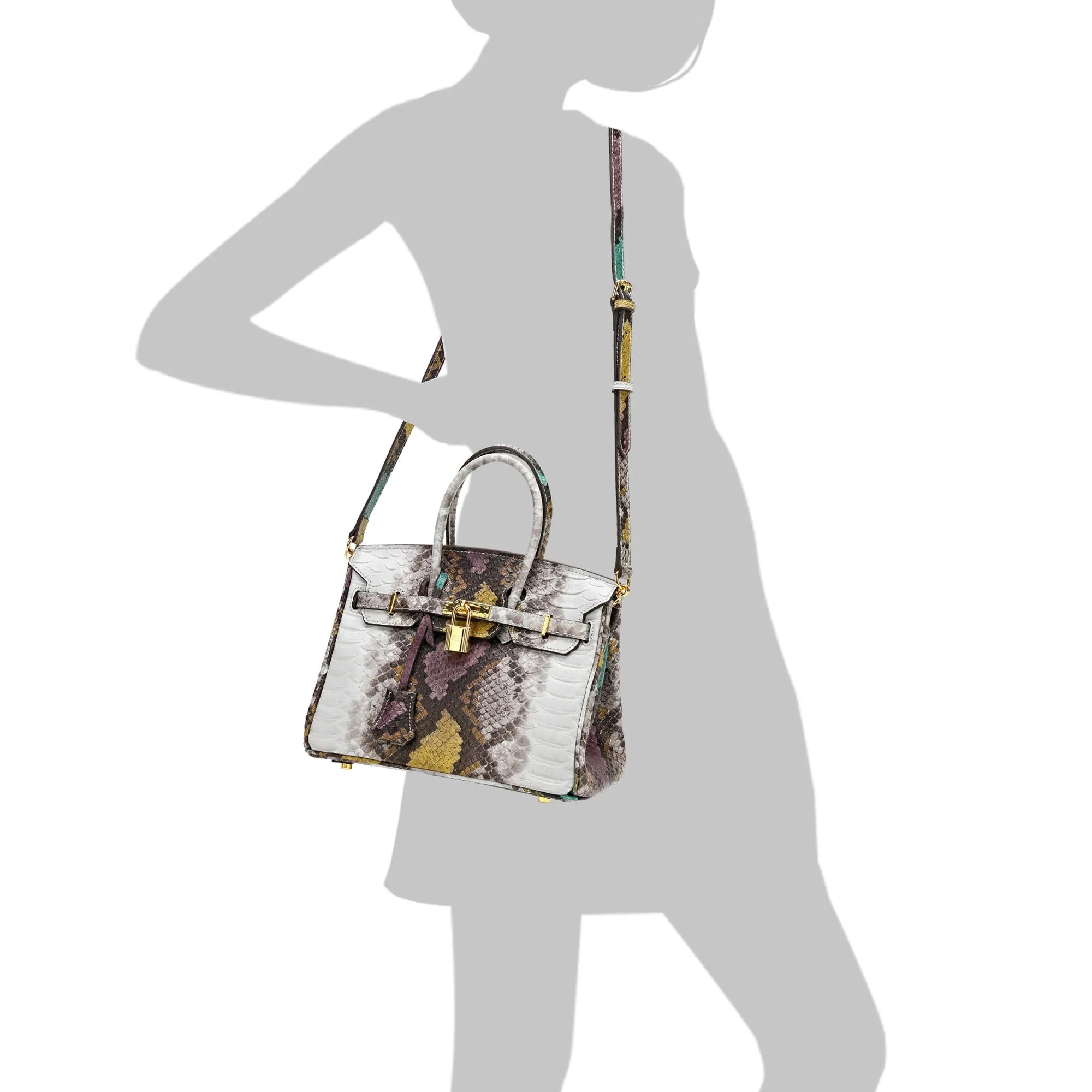 Snake Embossed Leather Satchel