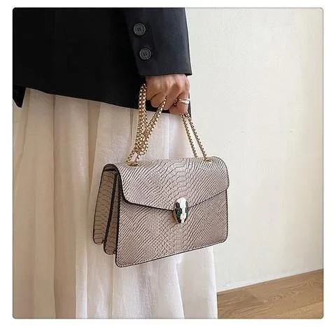 Snake pattern luxury square chain bag
