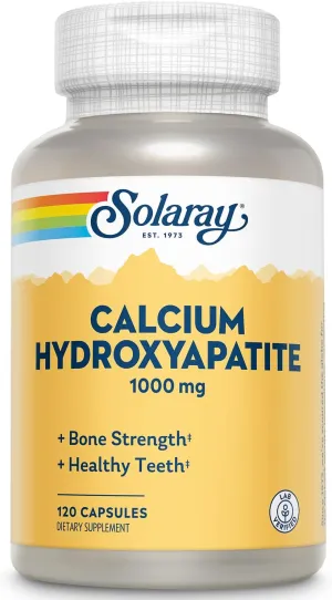 Solaray Calcium Hydroxyapatite 1000mg | Highly Advanced Calcium Supplement to Help Support Healthy Bones & Teeth, Nerve & Muscle Function | 120 Caps