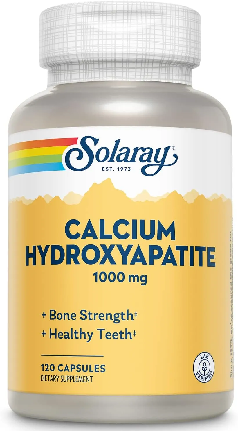 Solaray Calcium Hydroxyapatite 1000mg | Highly Advanced Calcium Supplement to Help Support Healthy Bones & Teeth, Nerve & Muscle Function | 120 Caps