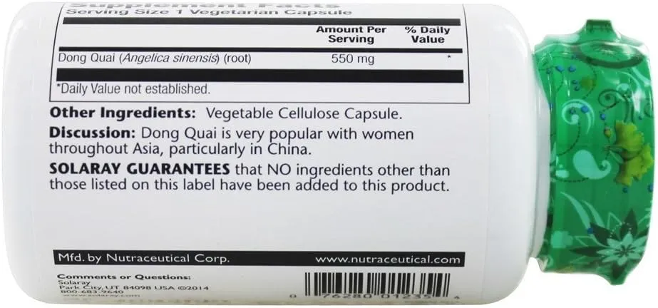 Solaray Dong Quai -- 550 Mg - 100 Capsules