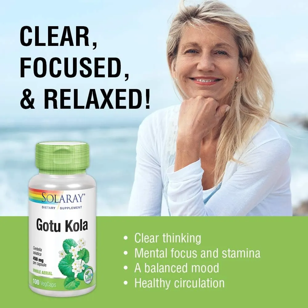 Solaray Gotu Kola Cápsulas De 450 Mg, 100 Sa