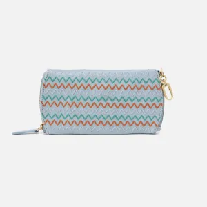 Spark Double Eyeglass Case In Buffed Leather - Sky