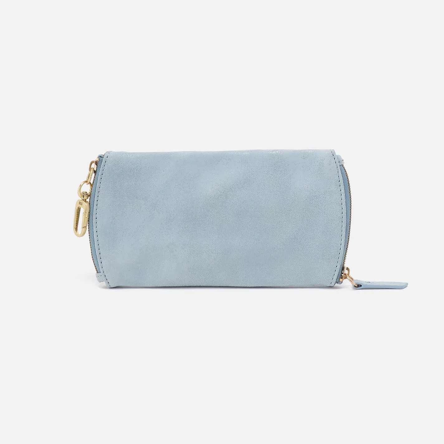 Spark Double Eyeglass Case In Buffed Leather - Sky