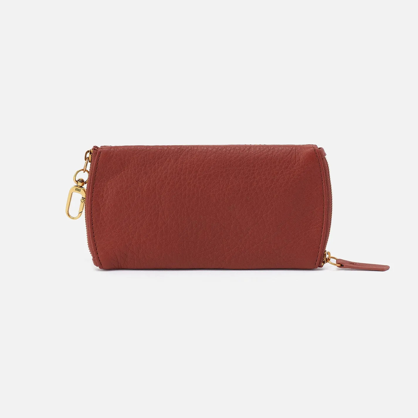 Spark Double Eyeglass Case In Pebbled Leather - Rust