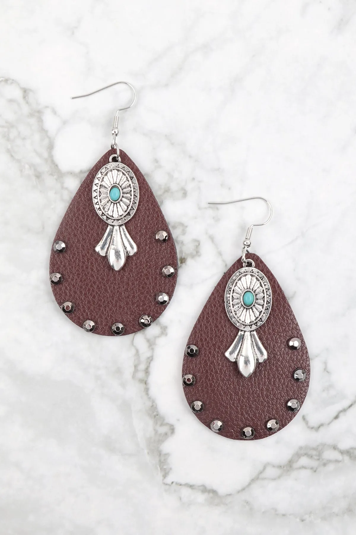 SQUASH BLOSSOM WESTERN TEARDROP EARRINGS