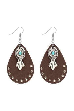SQUASH BLOSSOM WESTERN TEARDROP EARRINGS