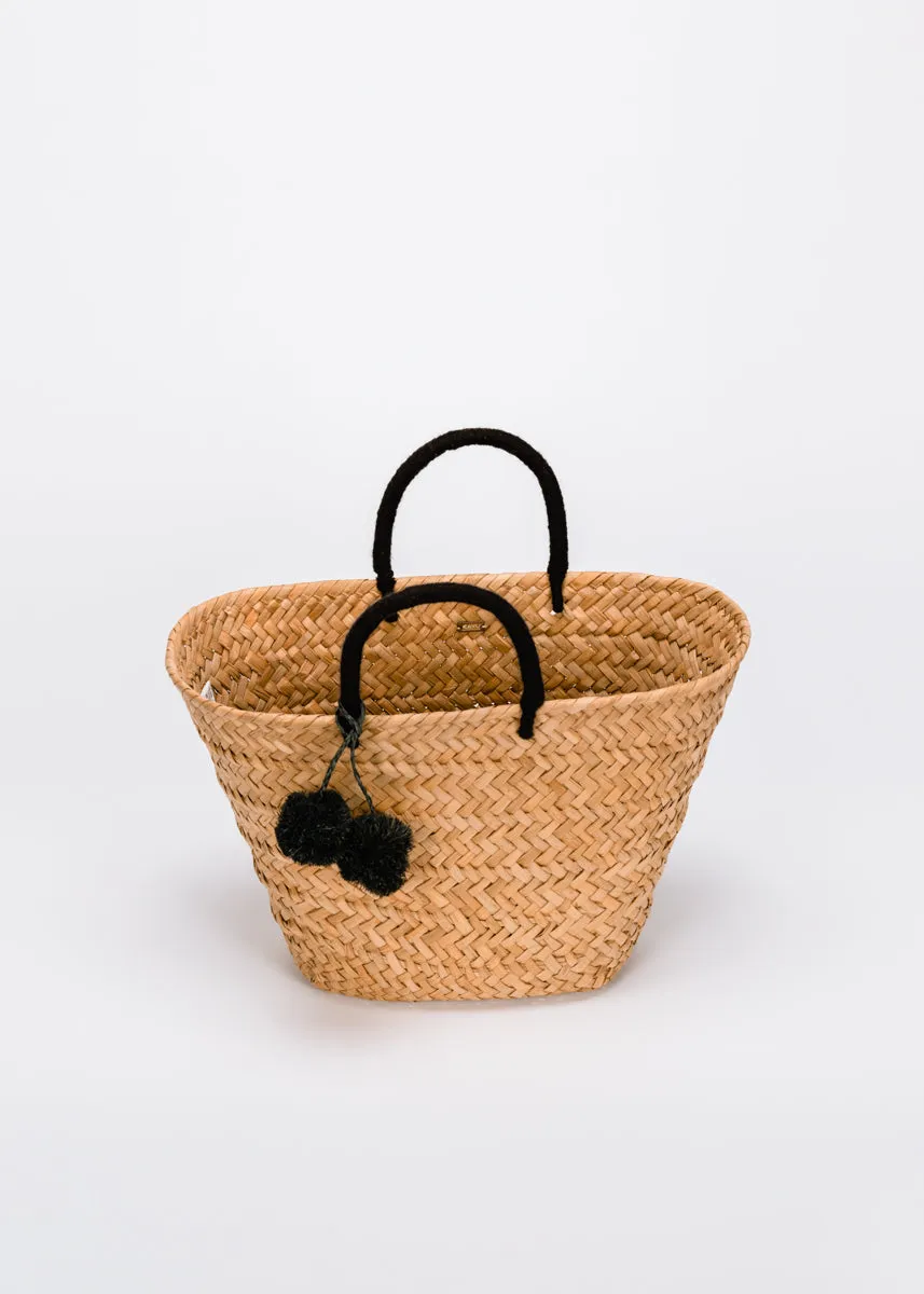 St Tropez Pom Pom Straw Tote