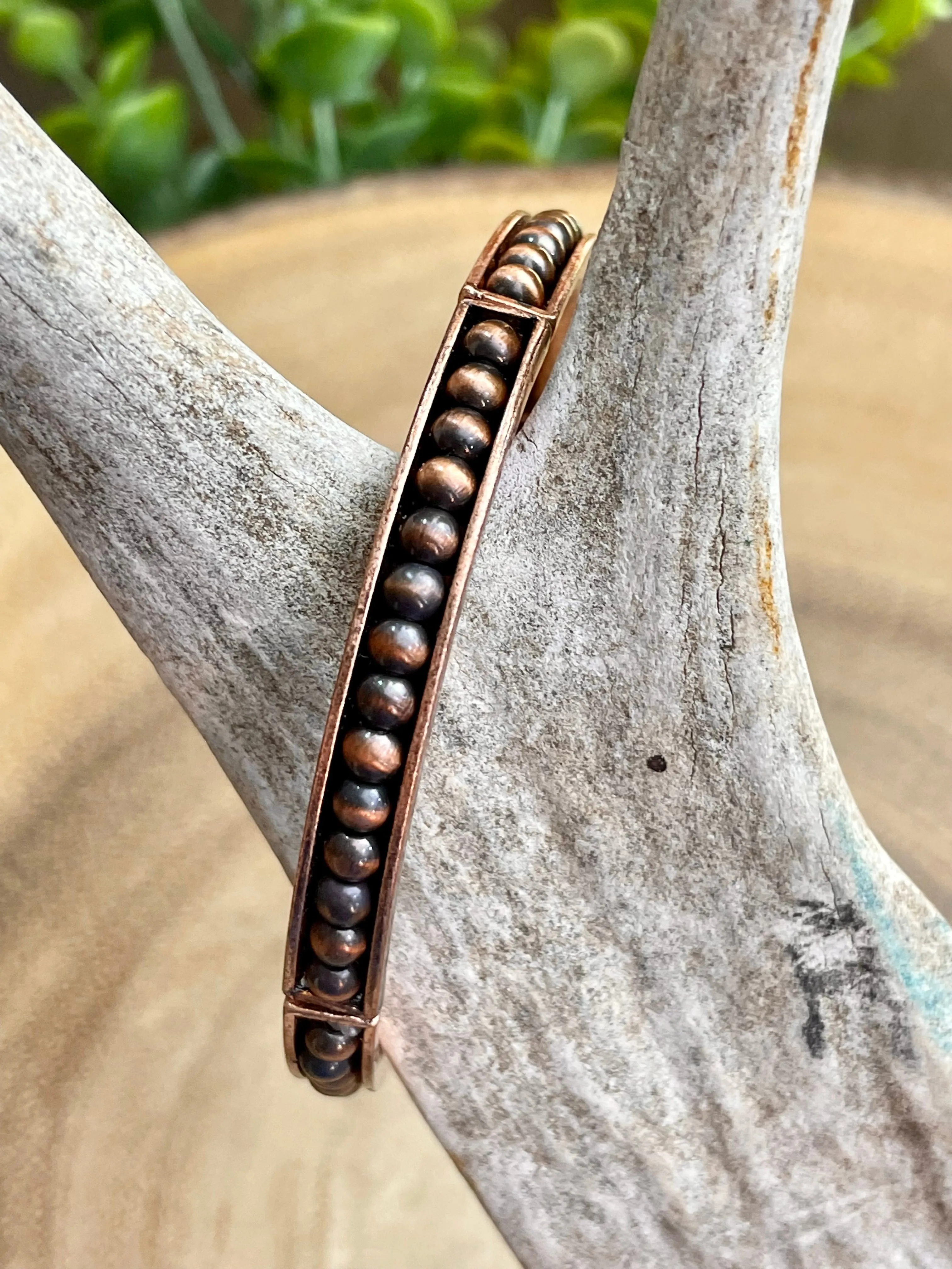 Stacked Bead Stretch Bracelet - Copper