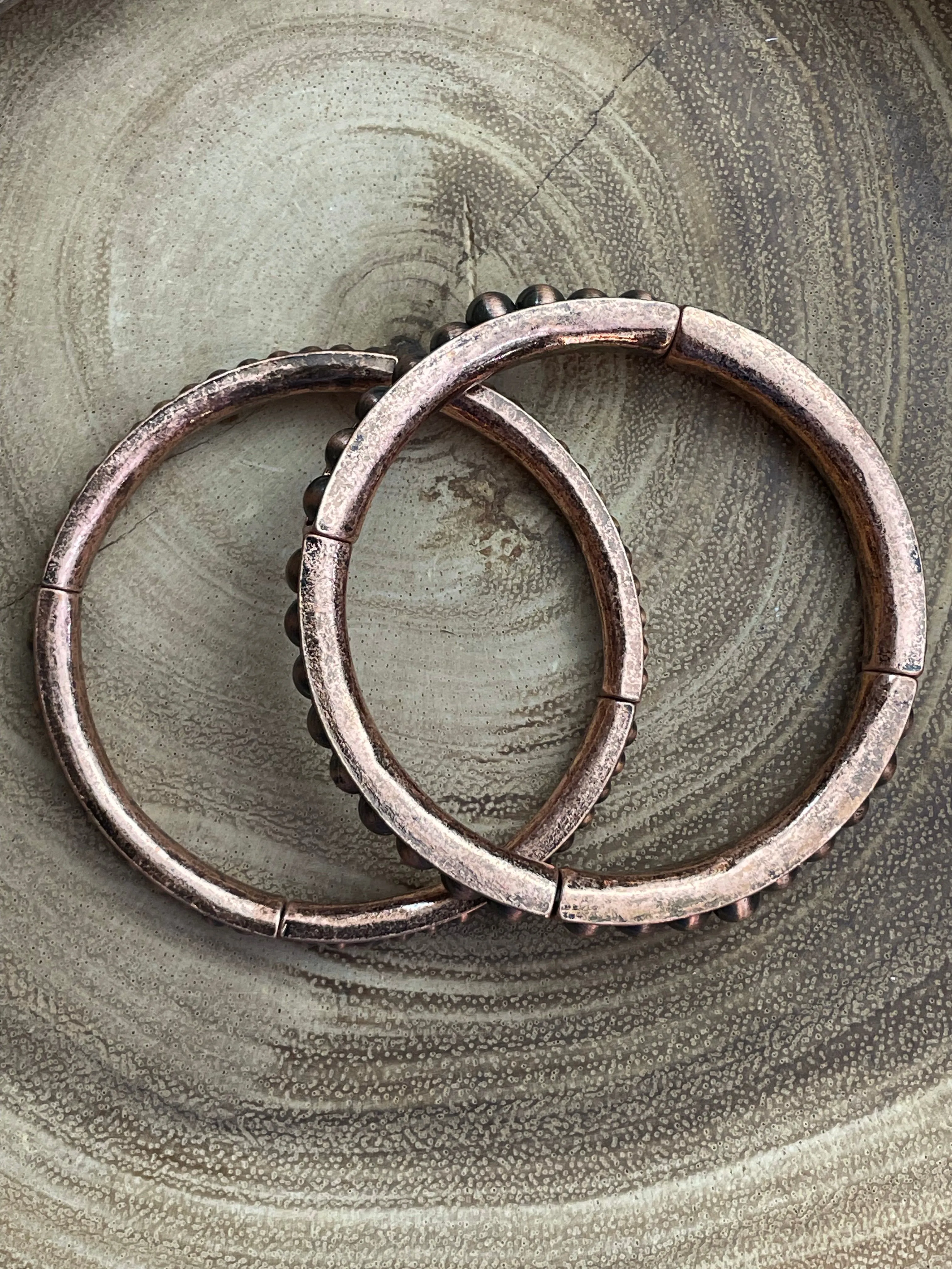 Stacked Bead Stretch Bracelet - Copper
