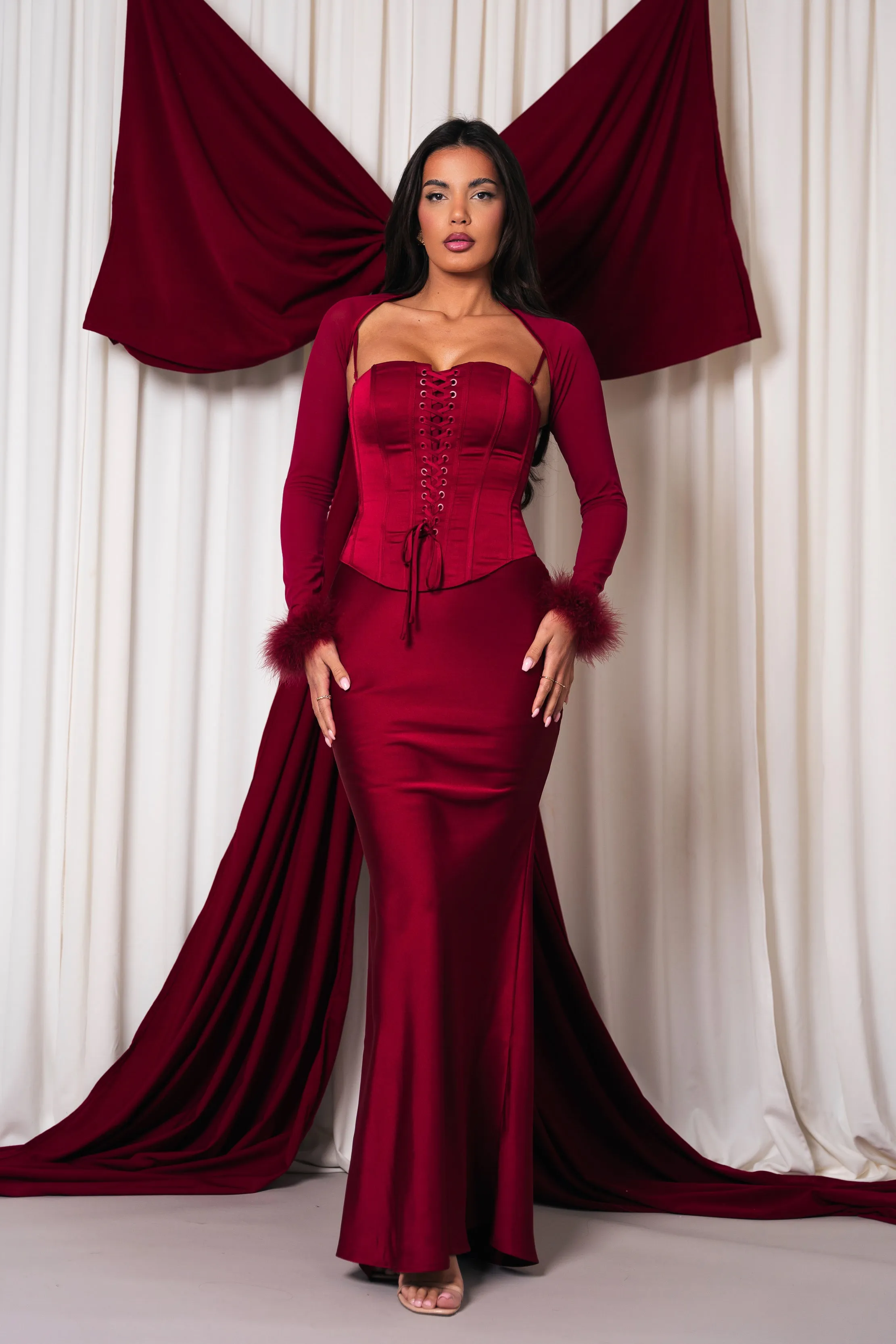 Stela Burgundy Dress