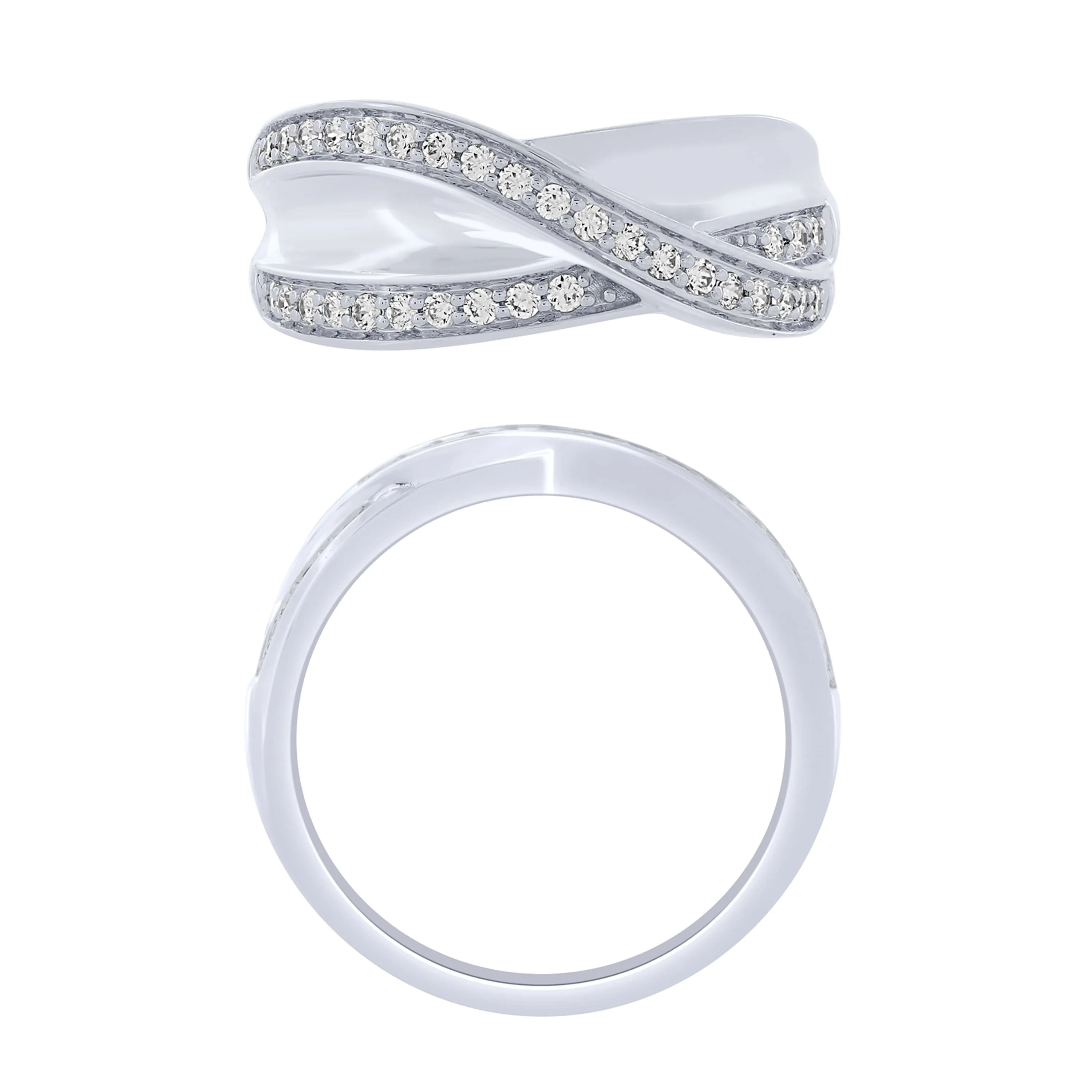 Sterling Silver 1/3Ctw Diamond Wide Fashion Ring