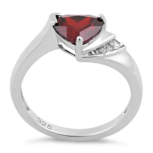 Sterling Silver Elegant Trillion Cut Garnet CZ Ring