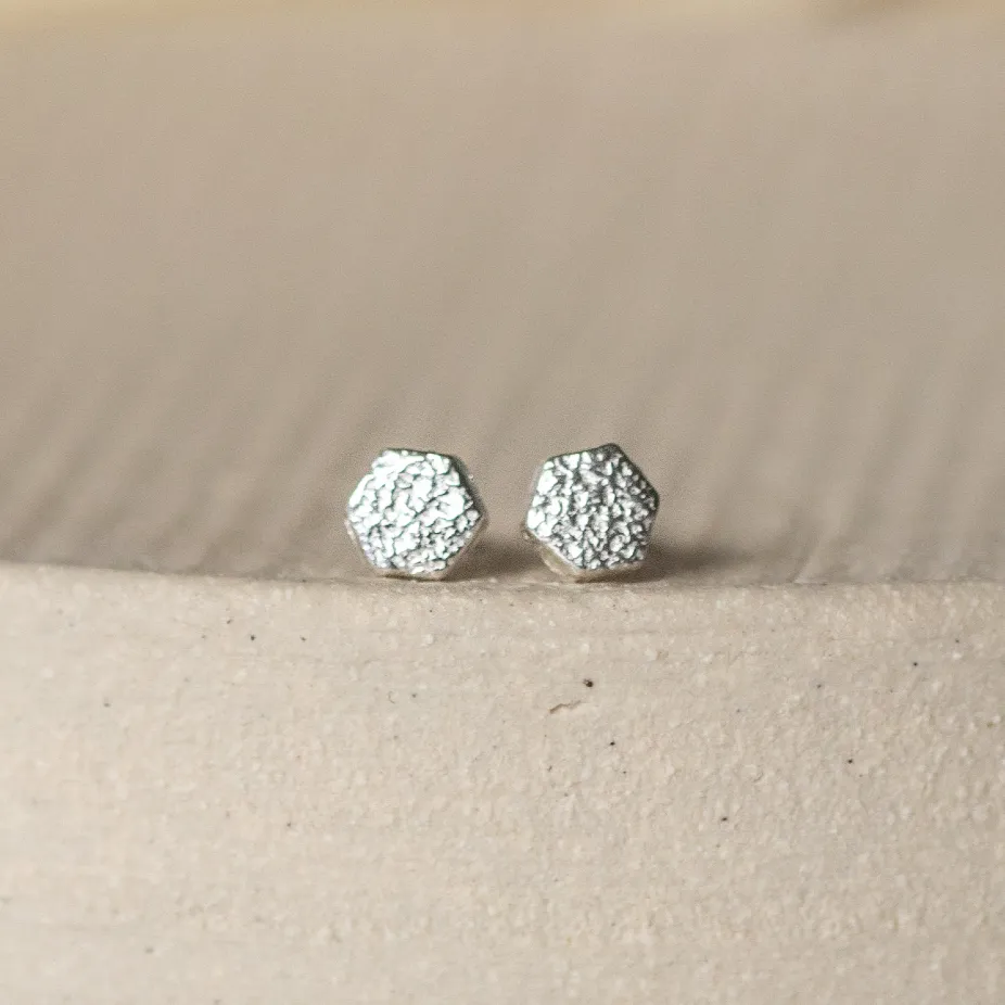 Sterling Silver Mini Studs Hexagon