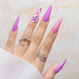 Stiletto pink matte marble
