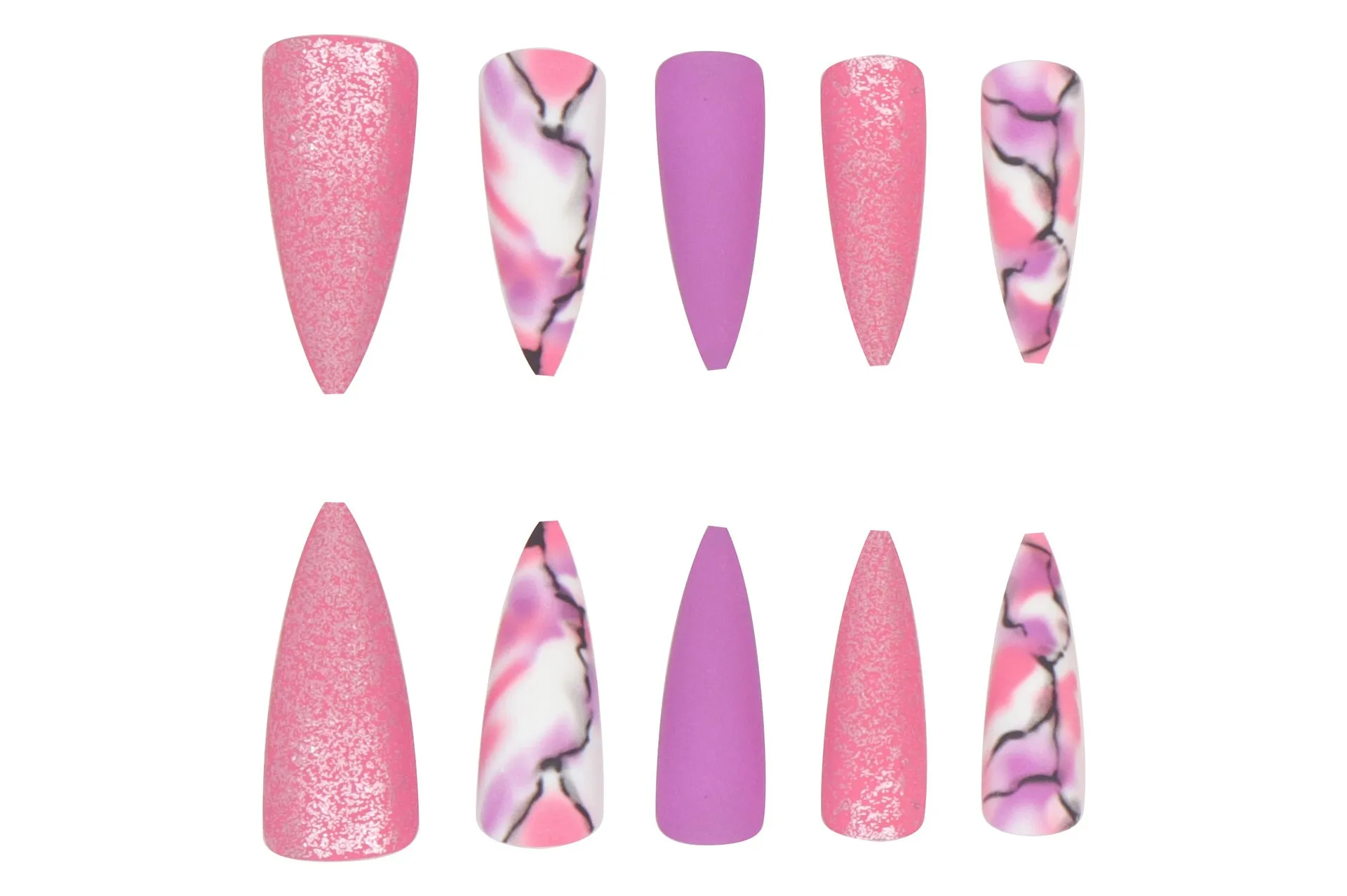 Stiletto pink matte marble