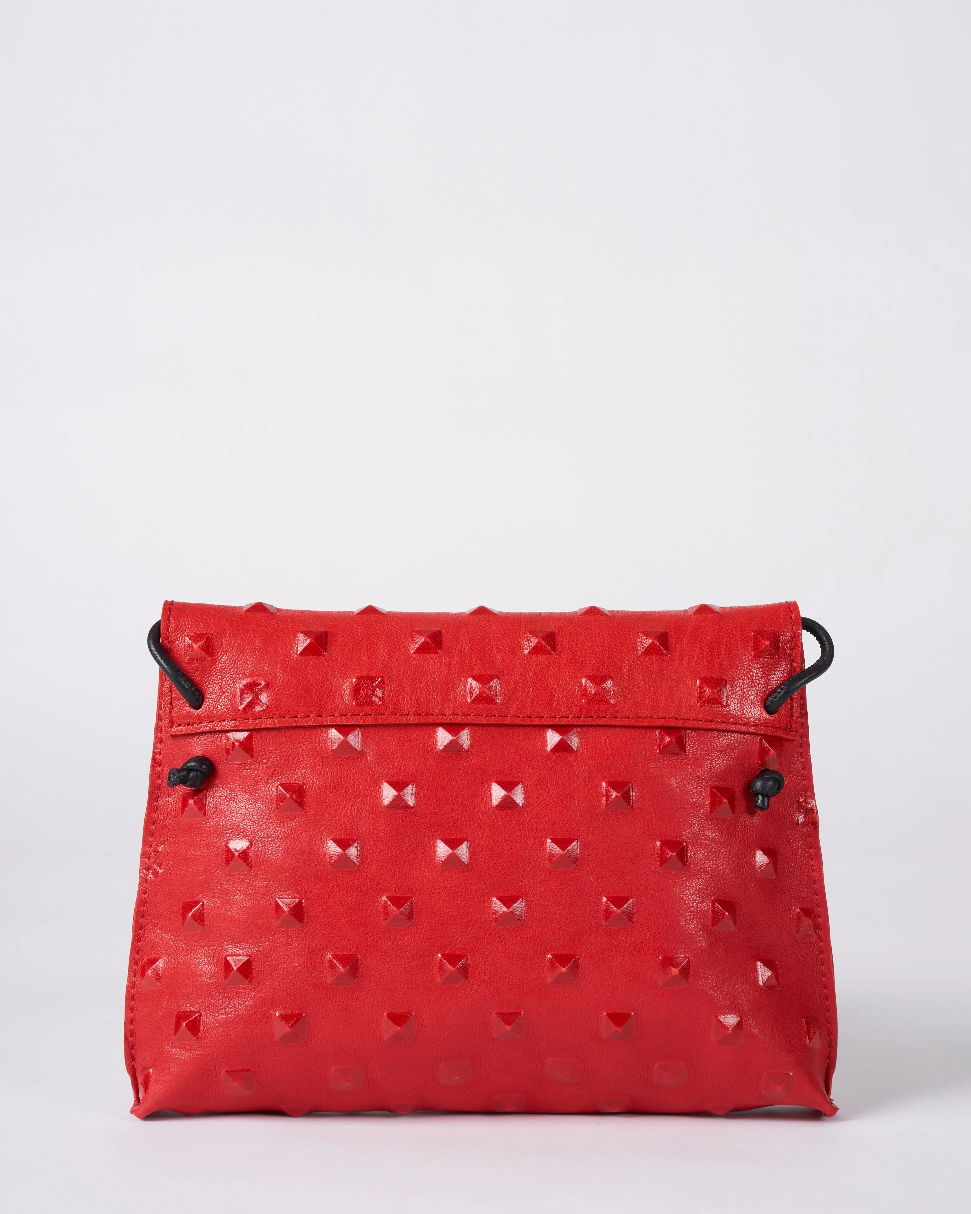 strappy foldover - red stud