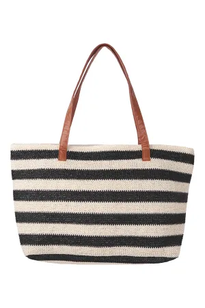STRIPE KNIT PATTERN SUMMER TOTE BAG-