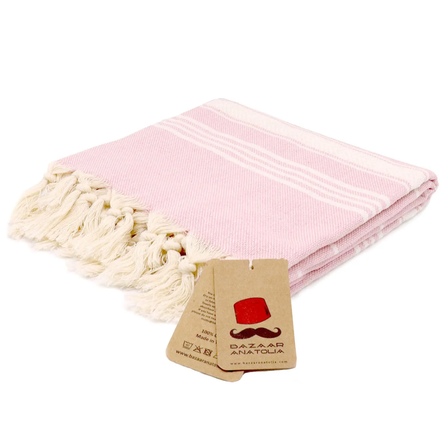 Stripe Turkish Beach & Peshtemal Towel - Pink