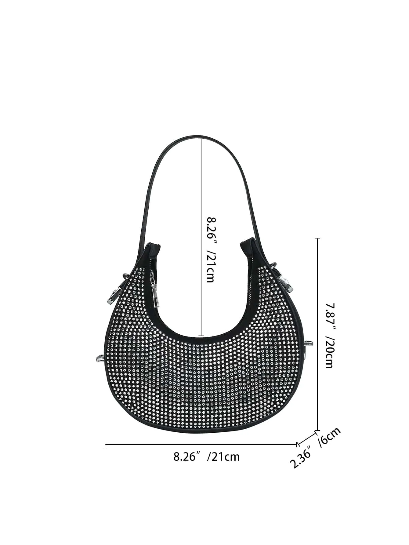 Studded Decor Hobo Bag - Silver