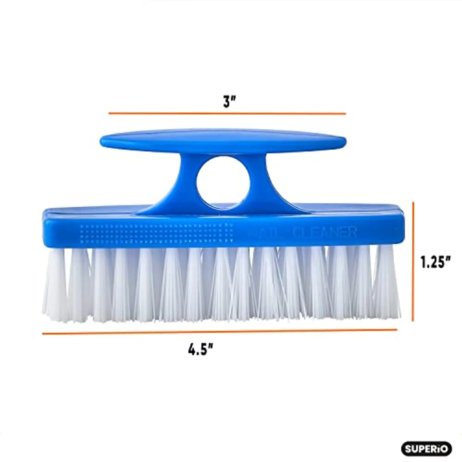 Superio Nail Brush Set (6 Pack) Cleaner with Handle, Durable Brush Scrubber to Clean Toes, Fingernails, Hand Scrubber All Surface Cleaning, Heavy Duty Scrub Brush Stiff Bristles, Easy to Hold. (Blue)