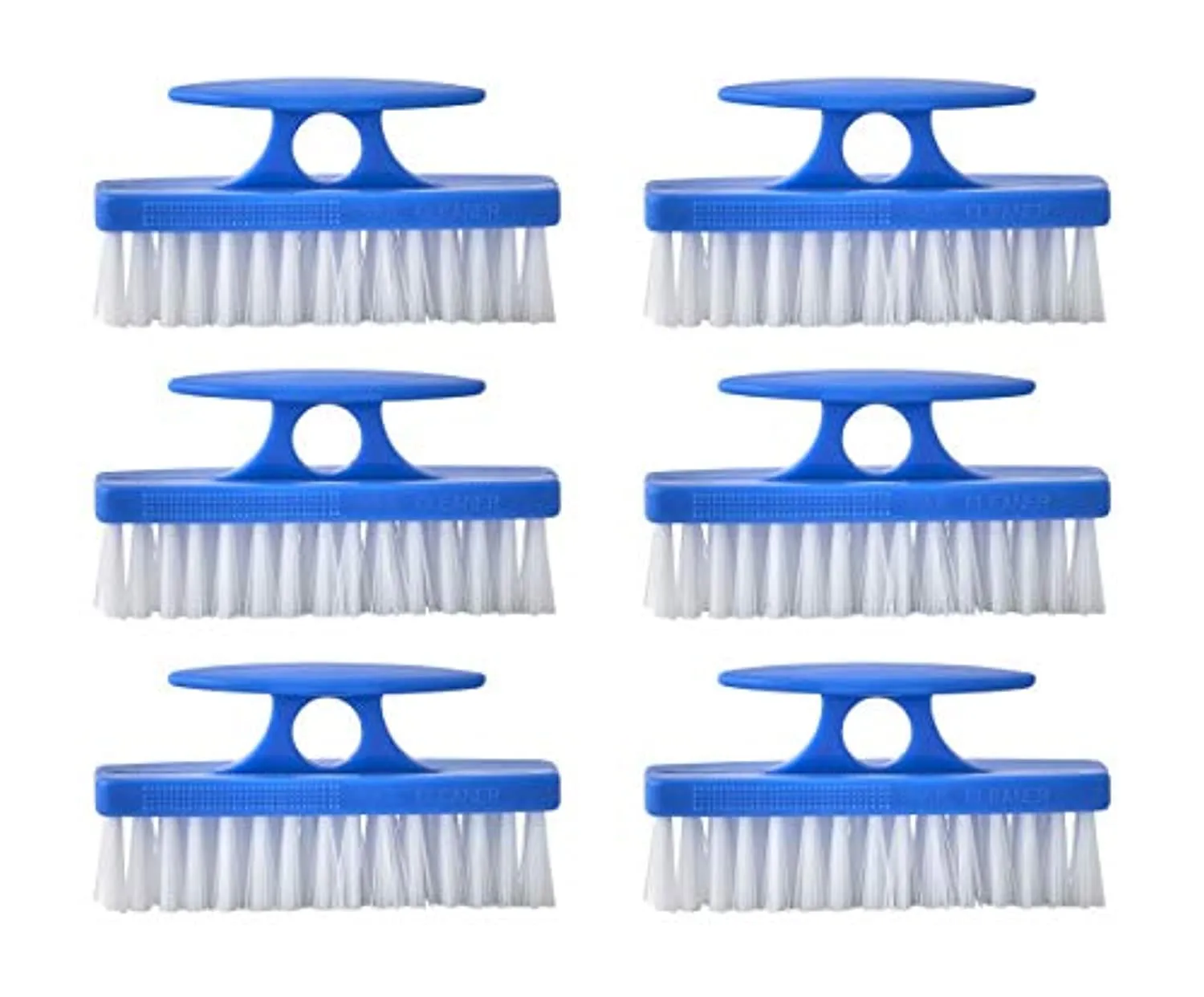 Superio Nail Brush Set (6 Pack) Cleaner with Handle, Durable Brush Scrubber to Clean Toes, Fingernails, Hand Scrubber All Surface Cleaning, Heavy Duty Scrub Brush Stiff Bristles, Easy to Hold. (Blue)