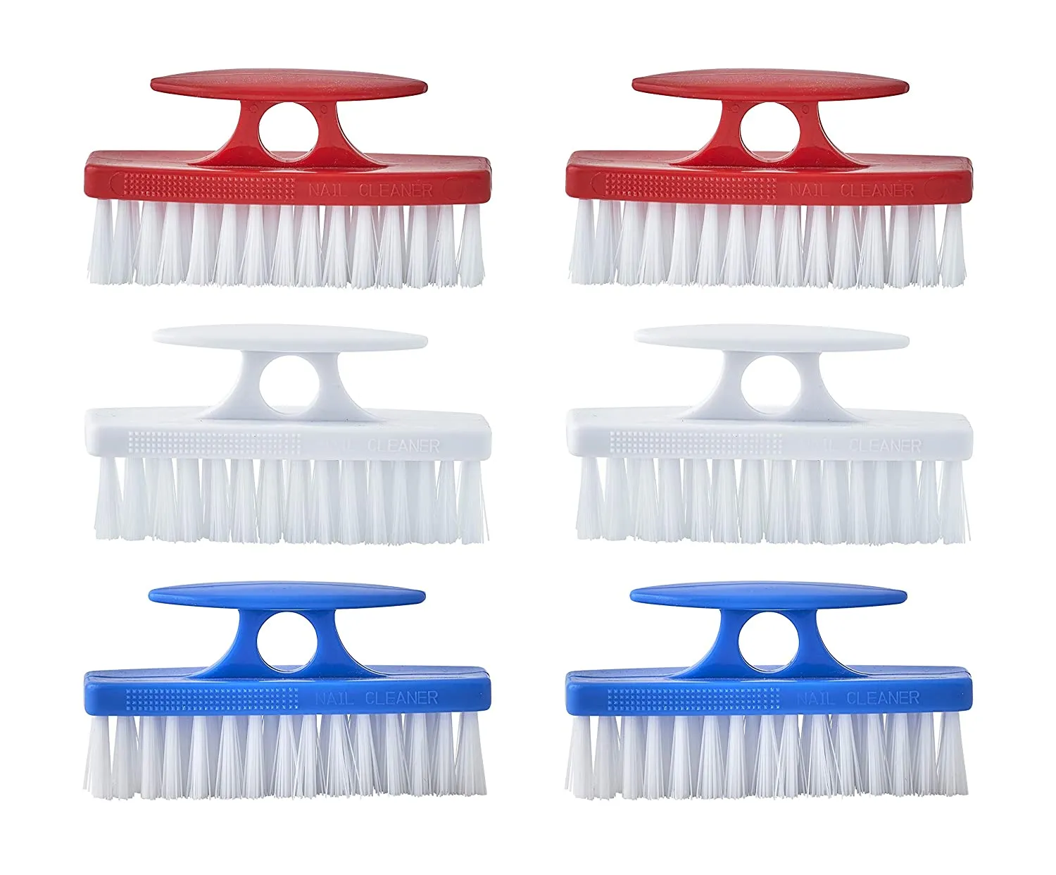 Superio Nail Brush Set (6 Pack) Cleaner with Handle, Durable Brush Scrubber to Clean Toes, Fingernails, Hand Scrubber All Surface Cleaning, Heavy Duty Scrub Brush Stiff Bristles, Easy to Hold. (Blue)