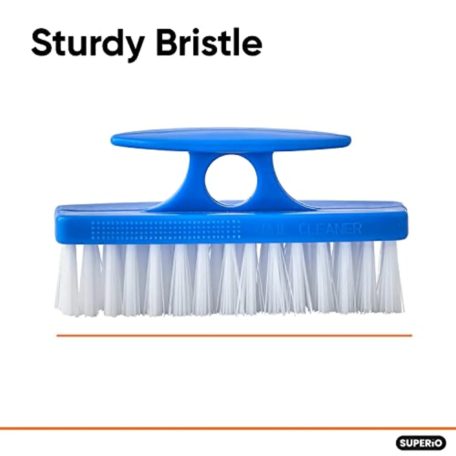 Superio Nail Brush Set (6 Pack) Cleaner with Handle, Durable Brush Scrubber to Clean Toes, Fingernails, Hand Scrubber All Surface Cleaning, Heavy Duty Scrub Brush Stiff Bristles, Easy to Hold. (Blue)
