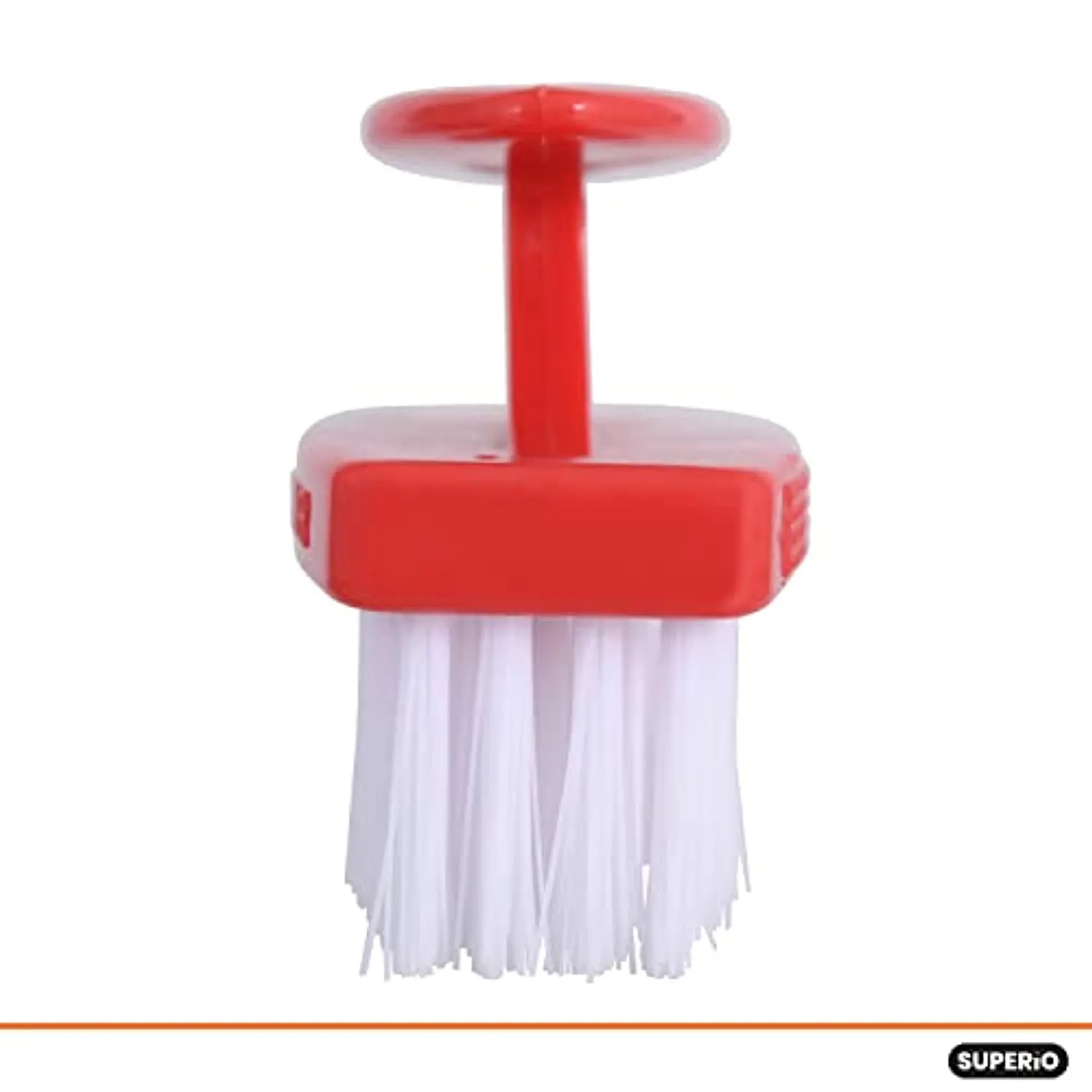 Superio Nail Brush Set (6 Pack) Cleaner with Handle, Durable Brush Scrubber to Clean Toes, Fingernails, Hand Scrubber All Surface Cleaning, Heavy Duty Scrub Brush Stiff Bristles, Easy to Hold. (Red)