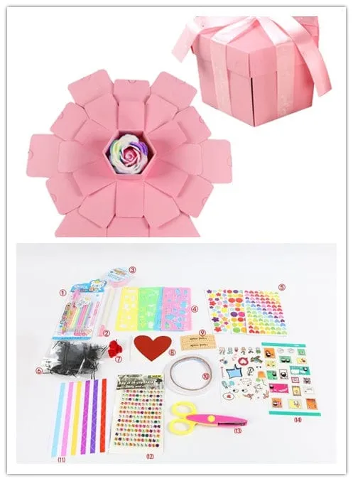 Surprise Explosion Box DIY Handmade Scrapbook Photo Album Gift Box for Valentine Gift