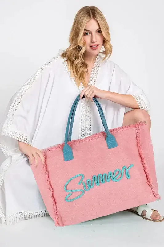 SWEET SUMMER TIME TOTE BAG (pink/blue)
